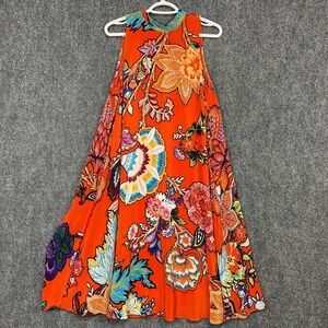 Maeve Anthropologie Small Orange Floral Silk Sleeveless Maxi‎ Dress Bohemian
